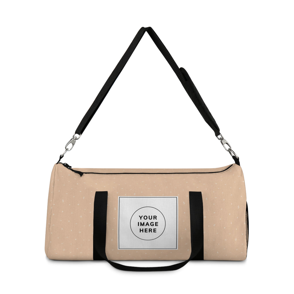Personalized Beige Duffel Bag — Custom Travel Gym Overnight Bag