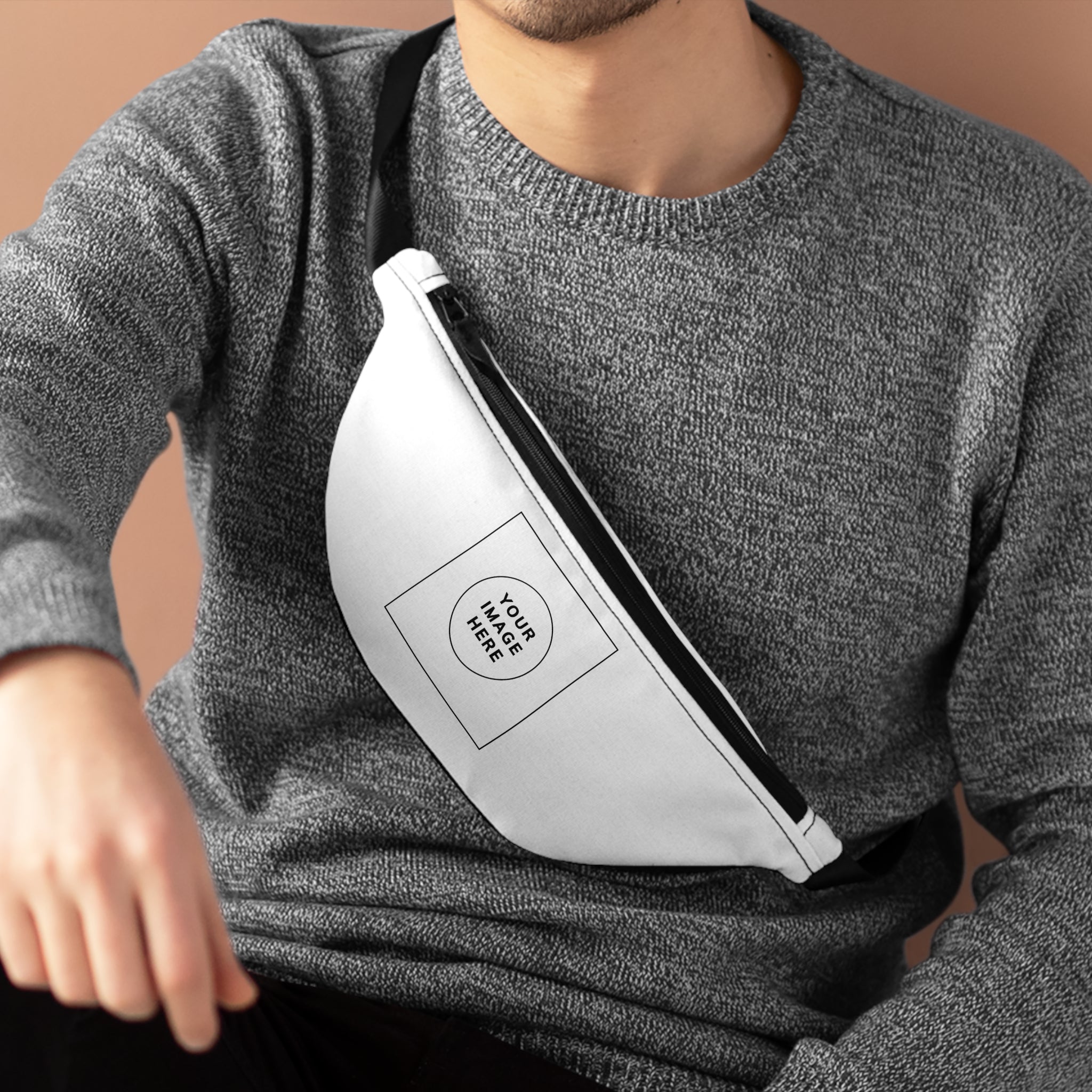 Customizable White Fanny Pack — Personalized Waist Bag with Front Print Area
