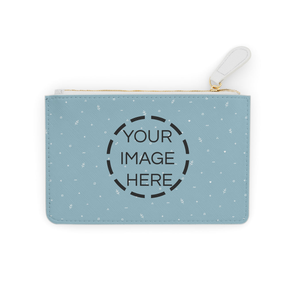 Mini Clutch Bag — Personalized Light Blue Snowflake Zipper Pouch