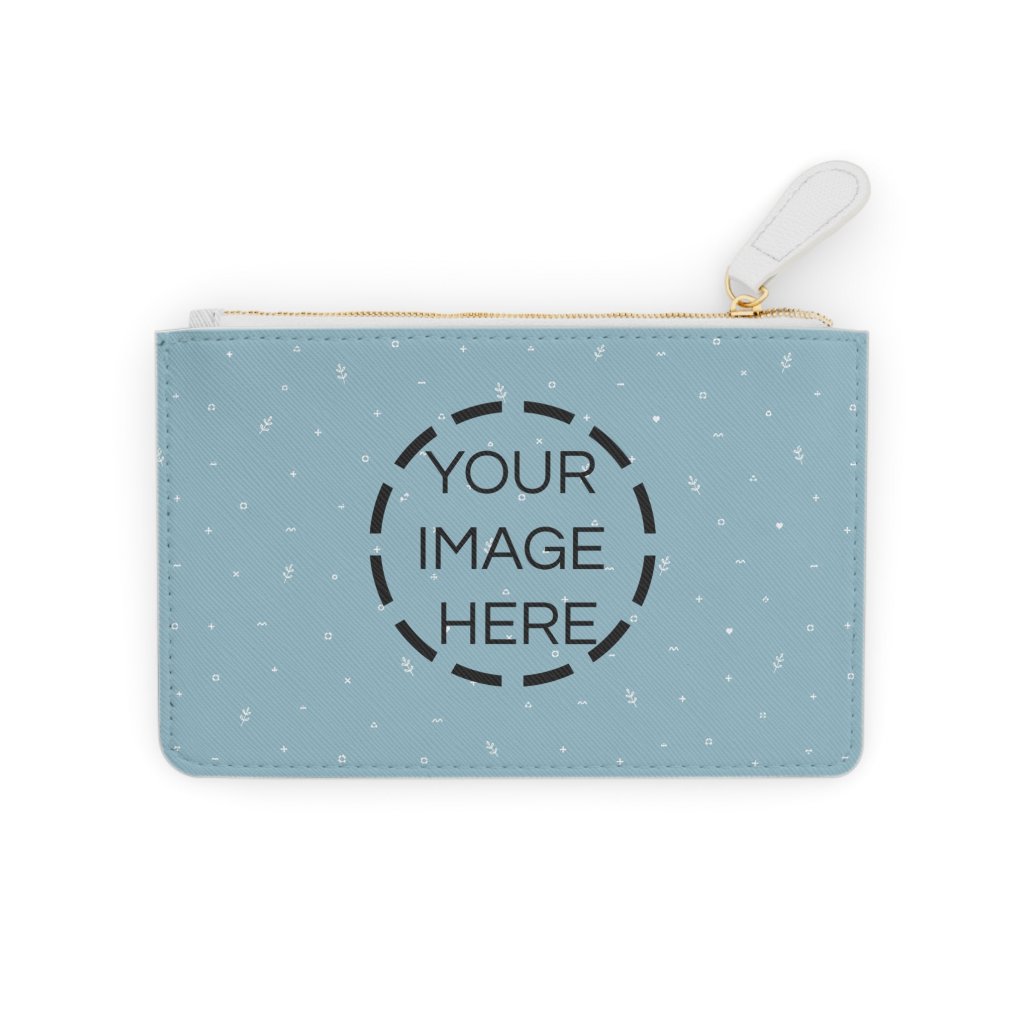Mini Clutch Bag — Personalized Light Blue Snowflake Zipper Pouch