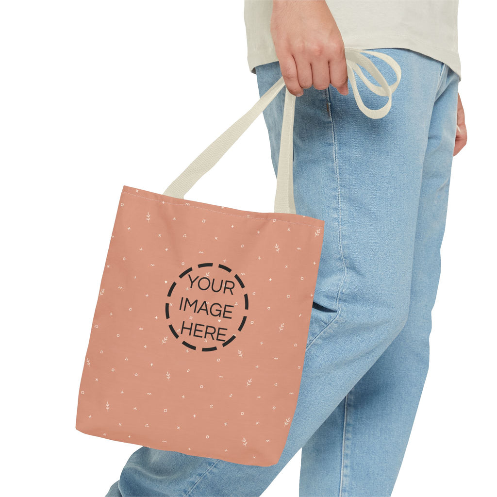 Polka Peach Tote Bag — Cute Everyday Canvas Shopper