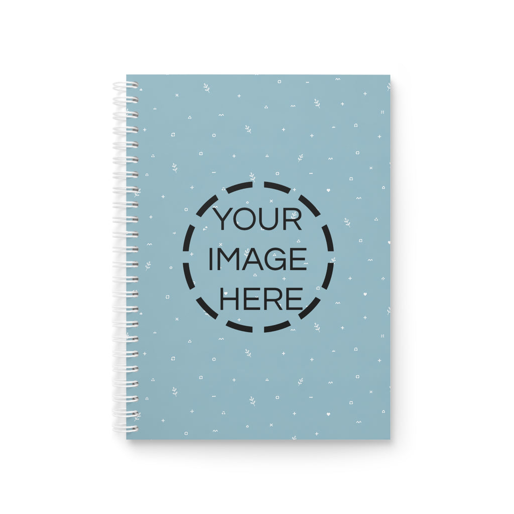 Blue Ditsy Spiral Notebook — Floral Dot Pattern Journal