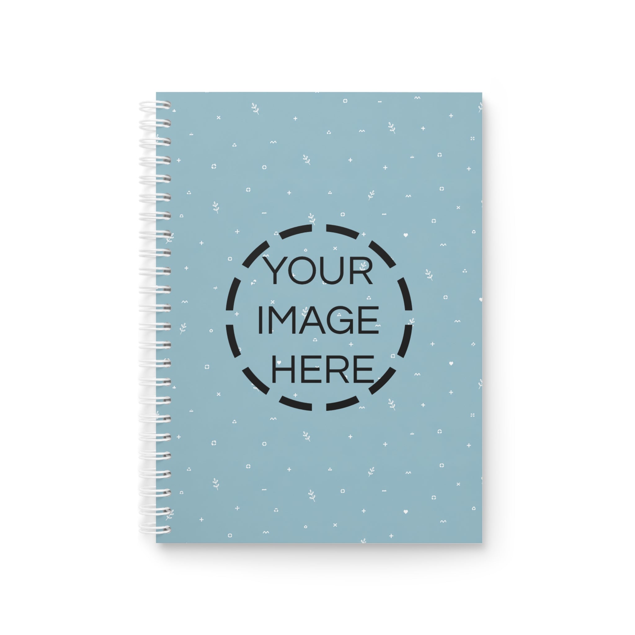 Blue Ditsy Spiral Notebook — Floral Dot Pattern Journal