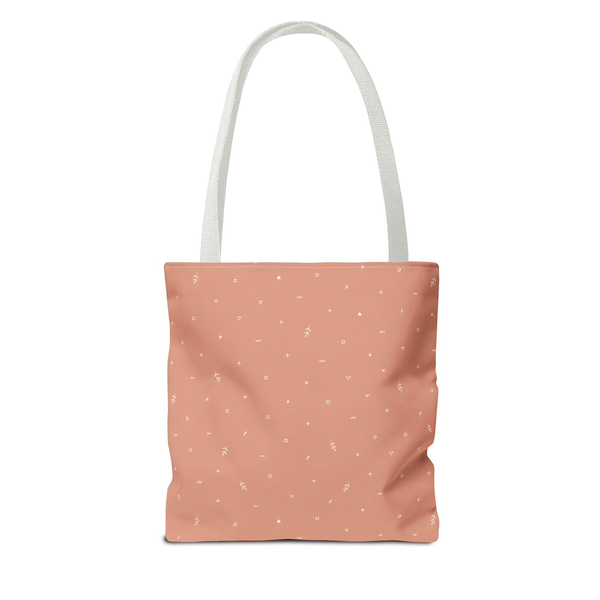 Polka Peach Tote Bag — Cute Everyday Canvas Shopper