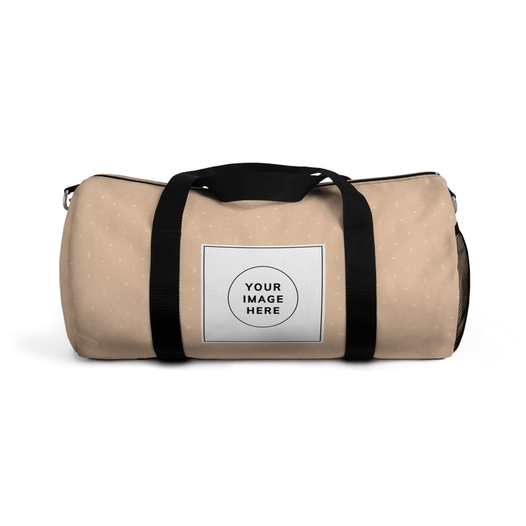 Personalized Beige Duffel Bag — Custom Travel Gym Overnight Bag