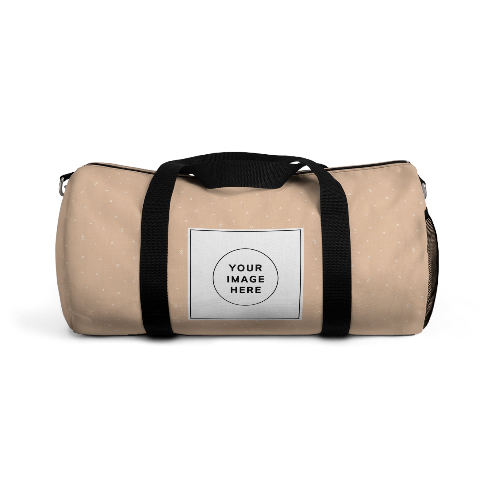 Personalized Beige Duffel Bag — Custom Travel Gym Overnight Bag