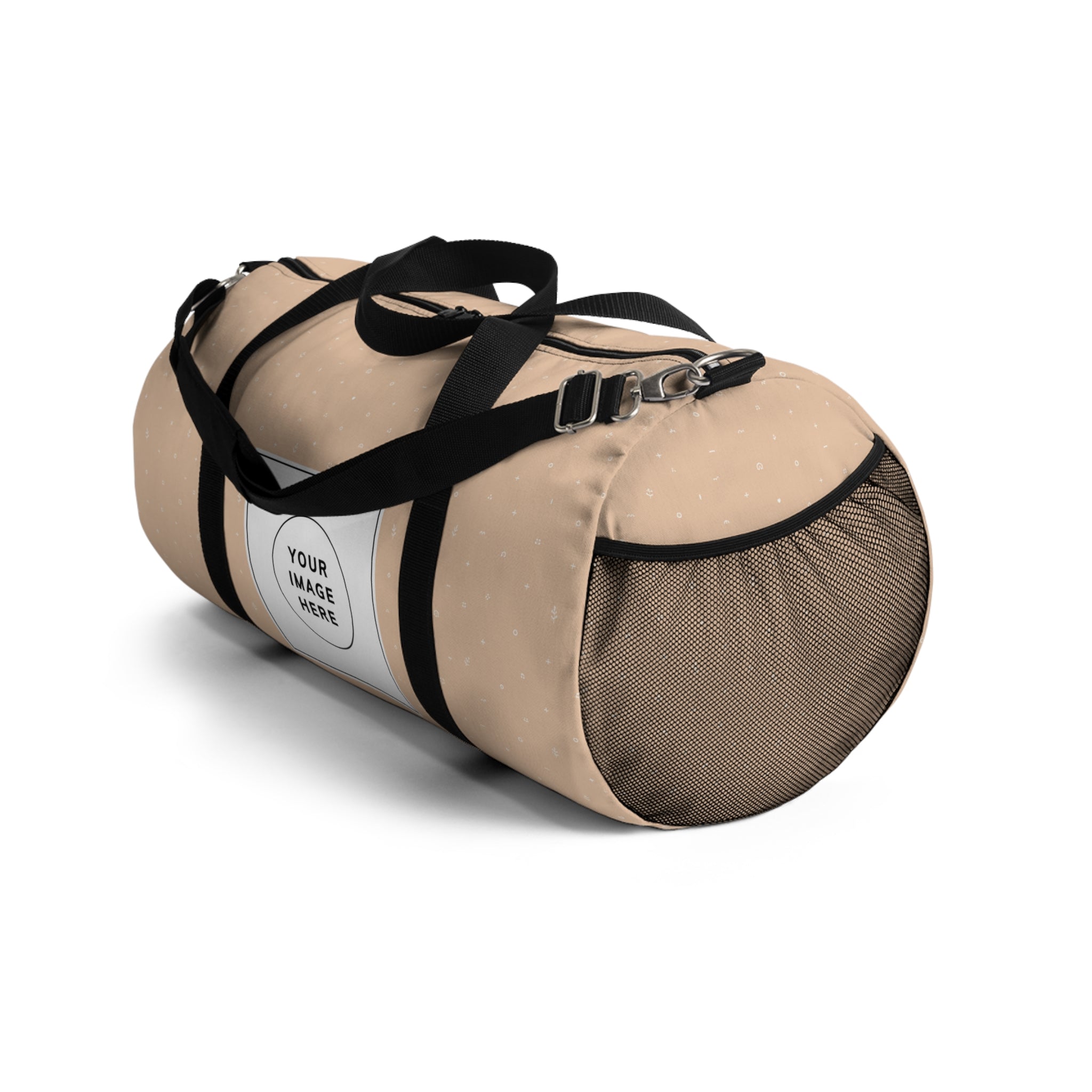 Personalized Beige Duffel Bag — Custom Travel Gym Overnight Bag