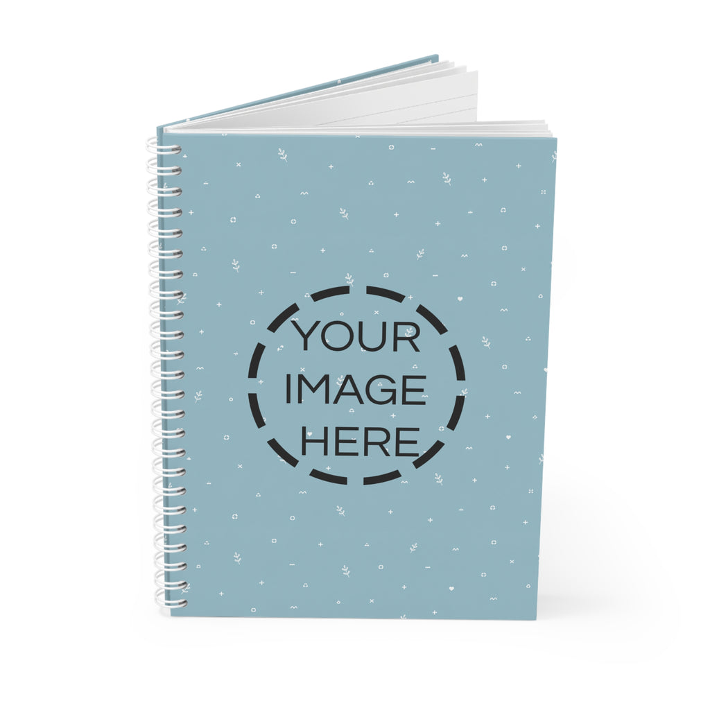 Blue Ditsy Spiral Notebook — Floral Dot Pattern Journal