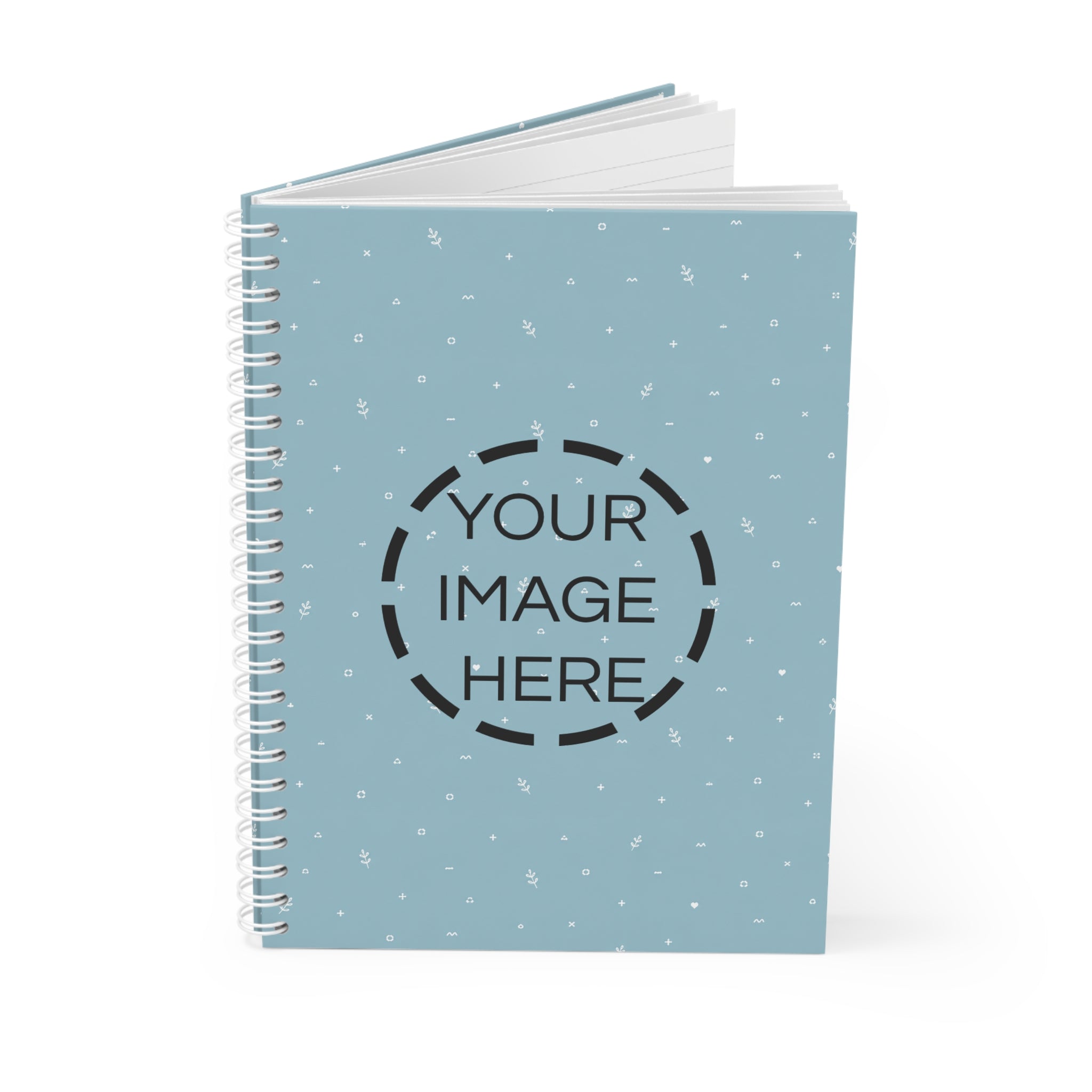 Blue Ditsy Spiral Notebook — Floral Dot Pattern Journal