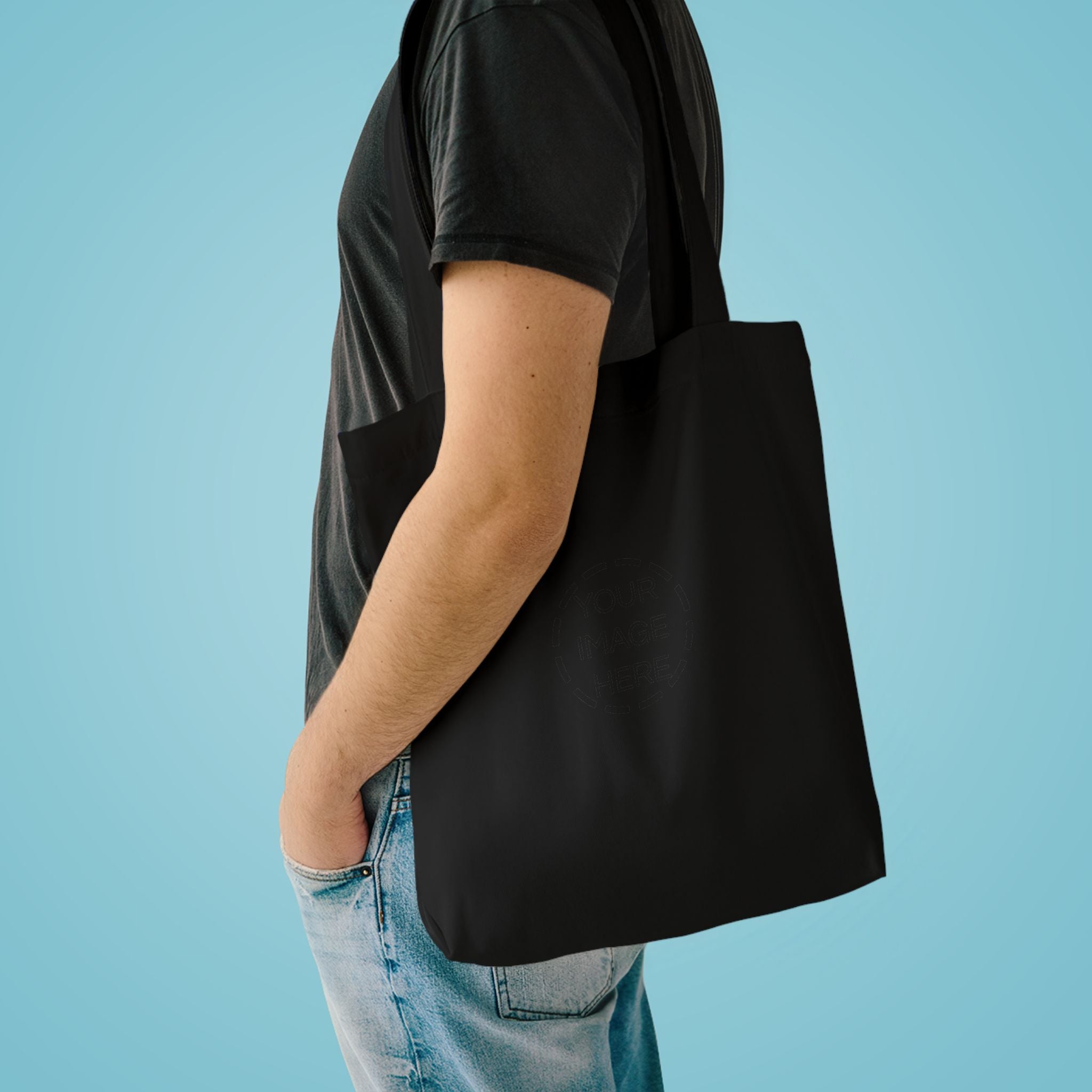 Minimal Black Cotton Tote Bag — Everyday Reusable Grocery & Market Bag