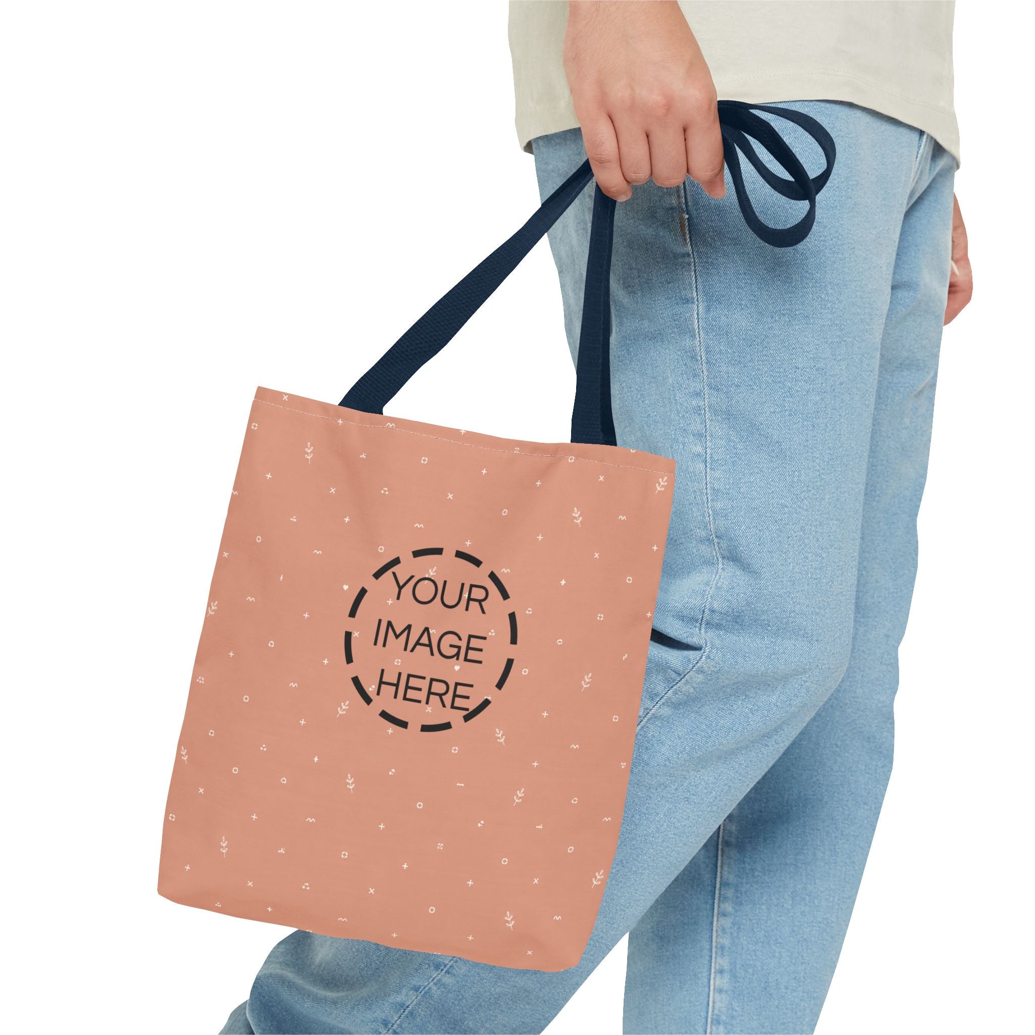 Polka Peach Tote Bag — Cute Everyday Canvas Shopper