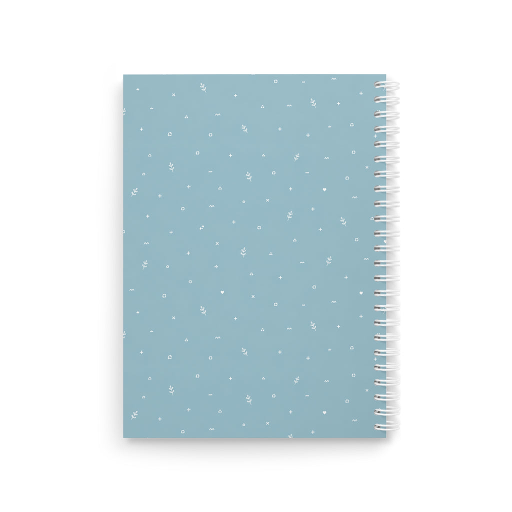 Blue Ditsy Spiral Notebook — Floral Dot Pattern Journal