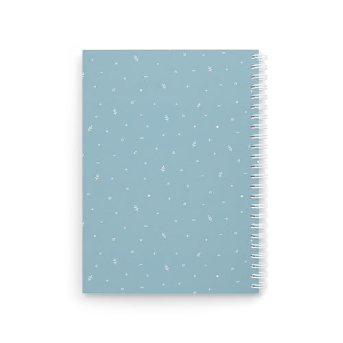 Blue Ditsy Spiral Notebook — Floral Dot Pattern Journal