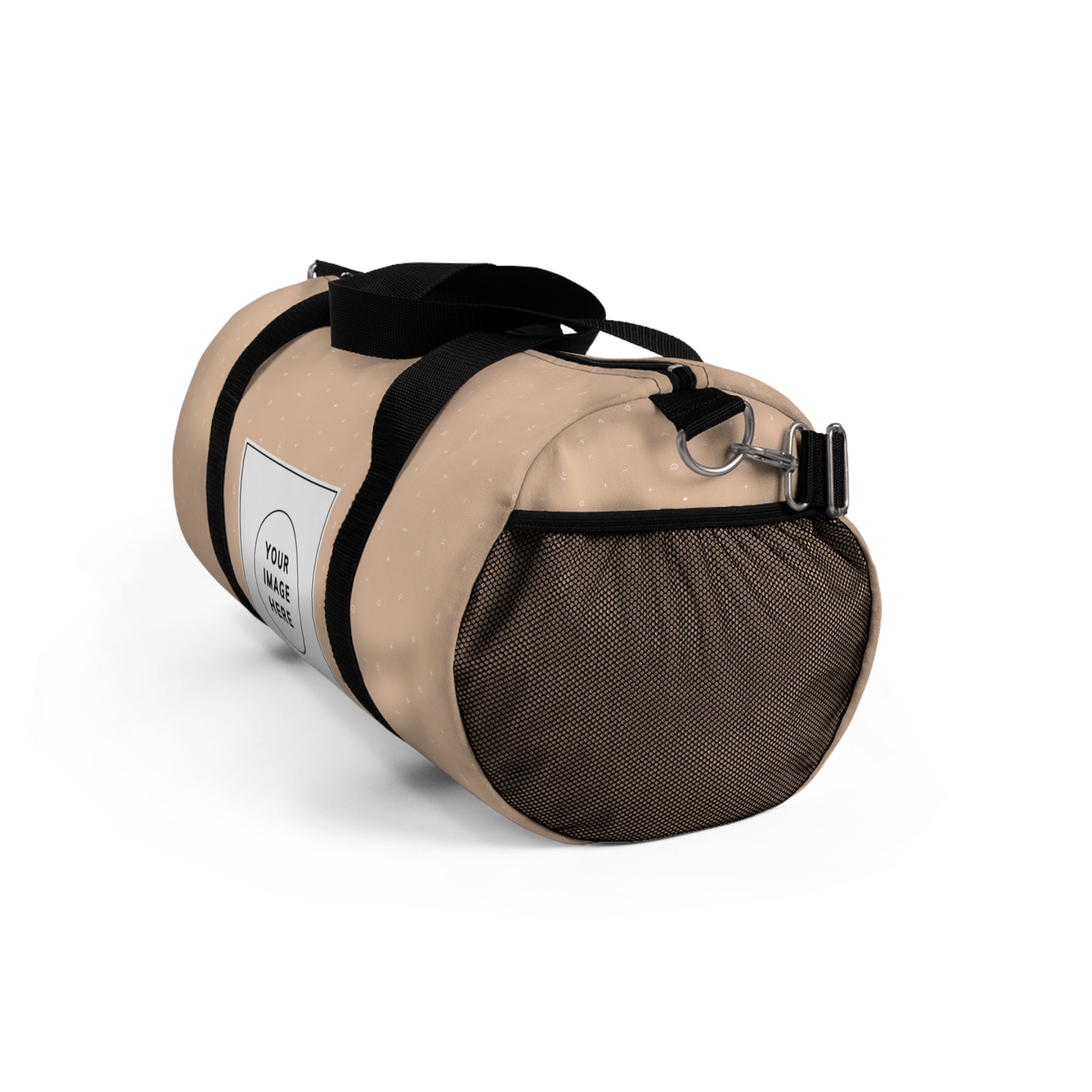Personalized Beige Duffel Bag — Custom Travel Gym Overnight Bag