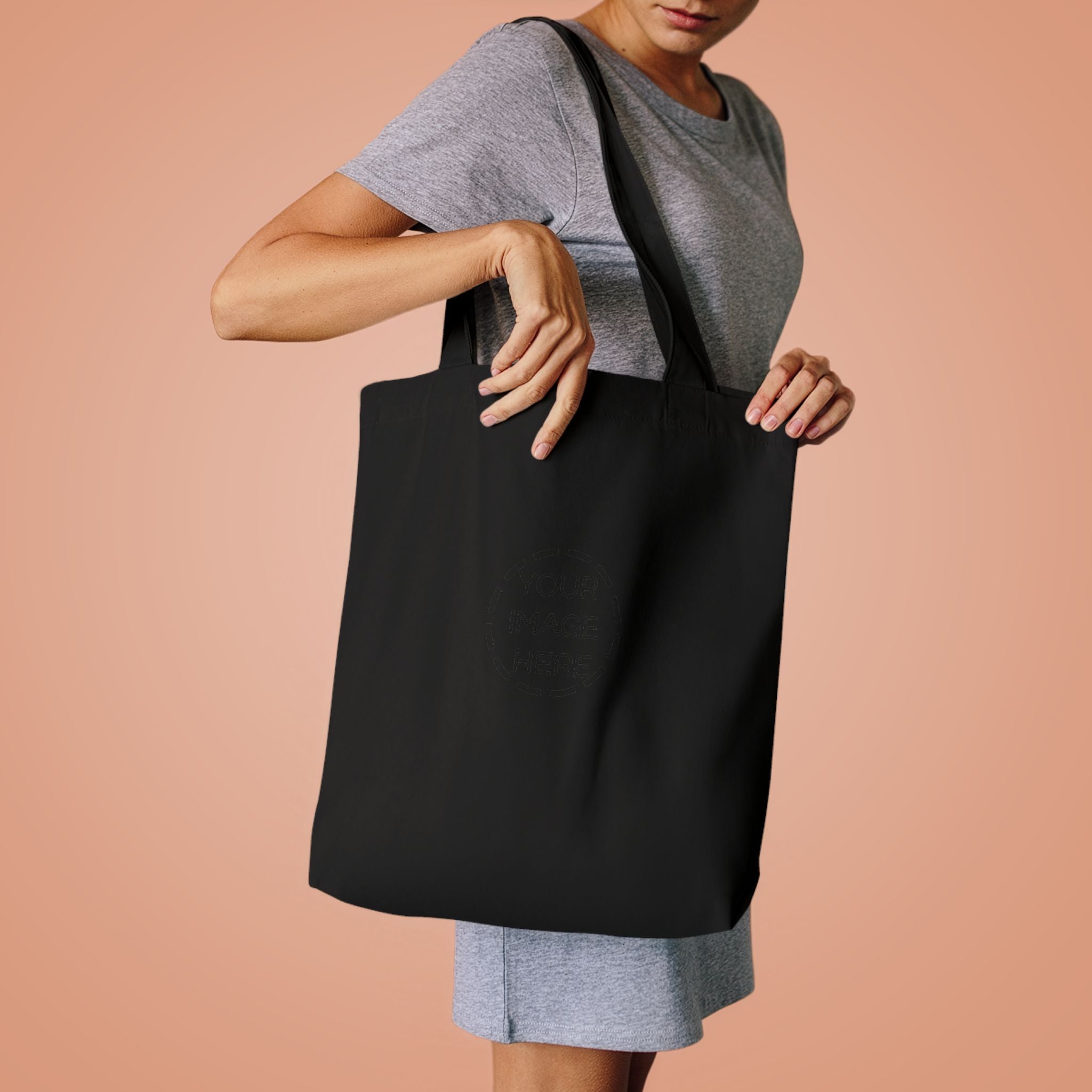 Minimal Black Cotton Tote Bag — Everyday Reusable Grocery & Market Bag
