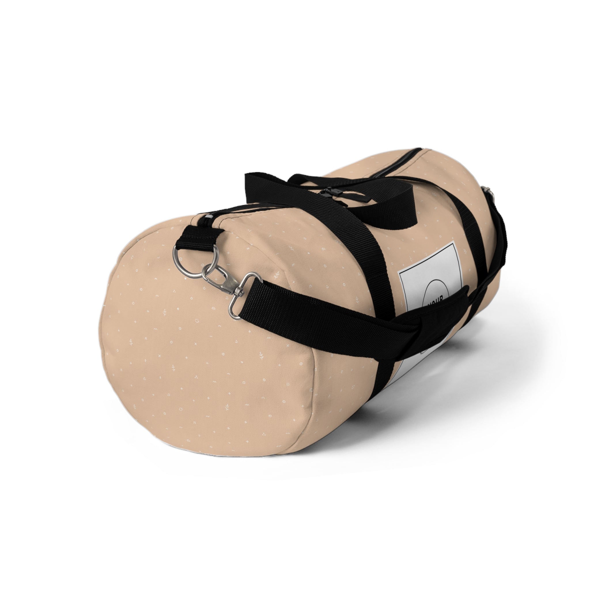 Personalized Beige Duffel Bag — Custom Travel Gym Overnight Bag
