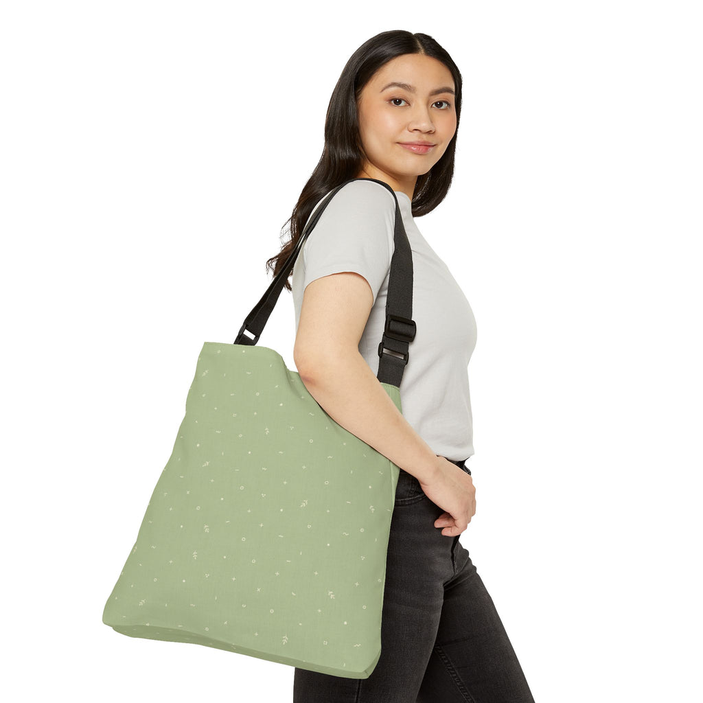 Custom Sage Green Adjustable Tote Bag – Lightweight Everyday Shoulder Bag