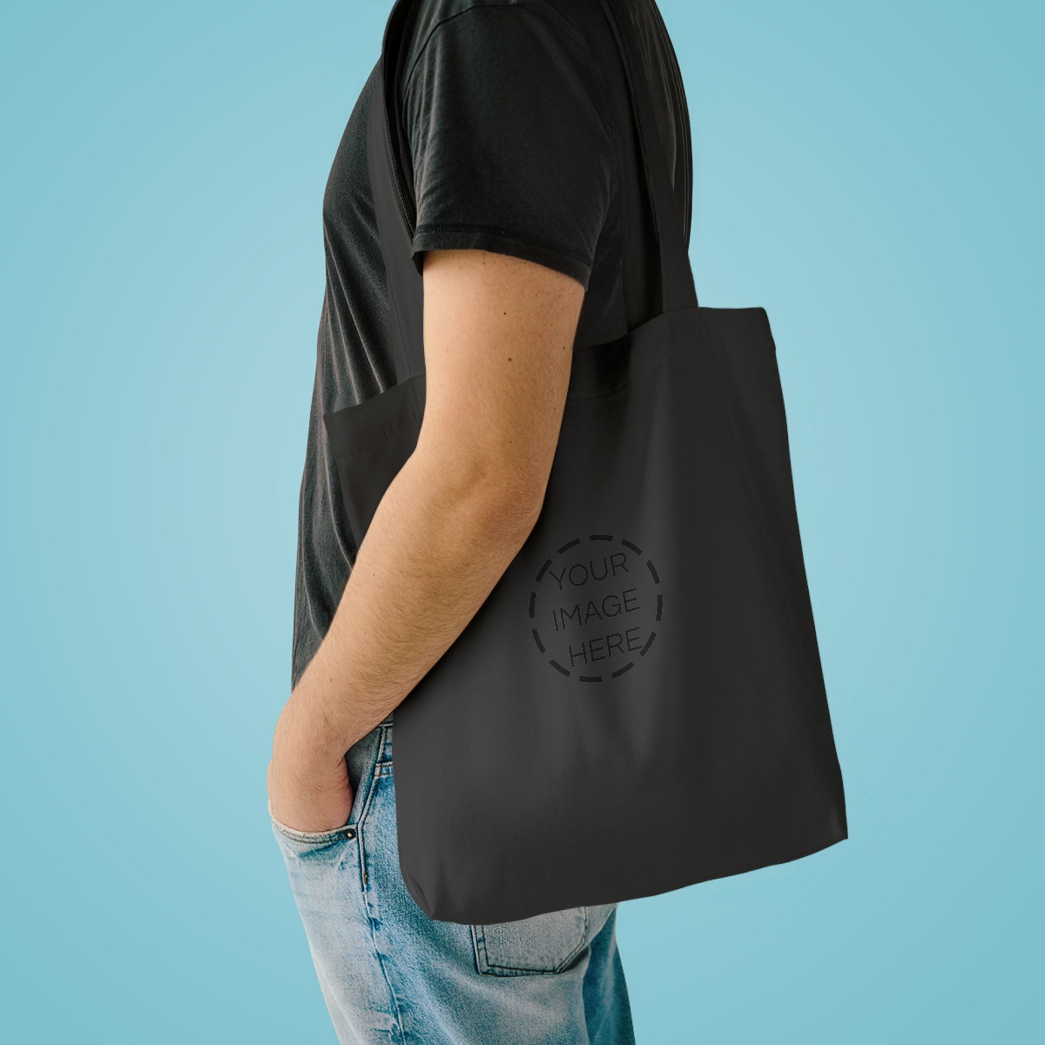 Minimal Black Cotton Tote Bag — Everyday Reusable Grocery & Market Bag