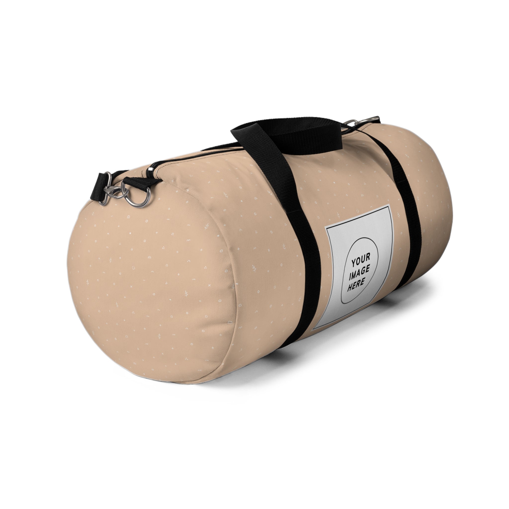 Personalized Beige Duffel Bag — Custom Travel Gym Overnight Bag
