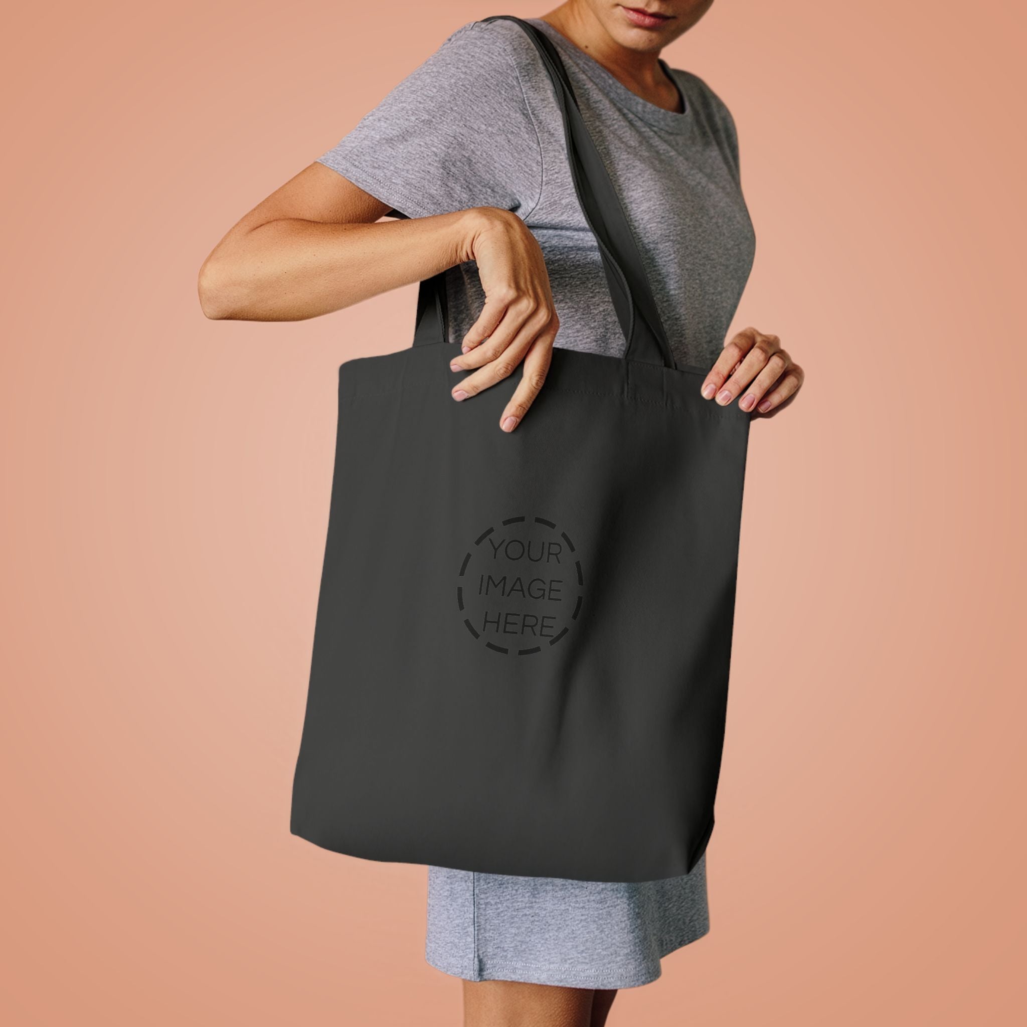Minimal Black Cotton Tote Bag — Everyday Reusable Grocery & Market Bag