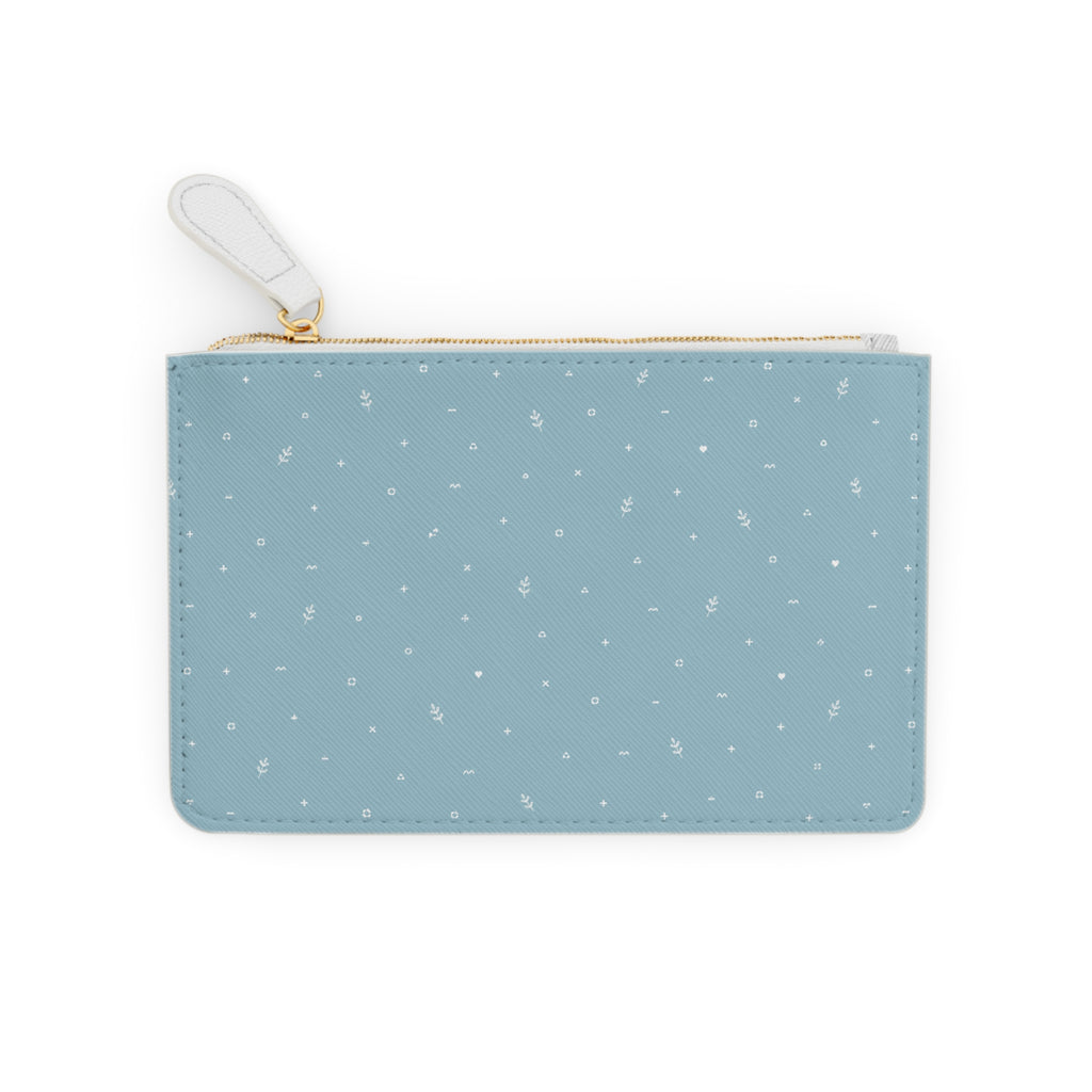 Mini Clutch Bag — Personalized Light Blue Snowflake Zipper Pouch