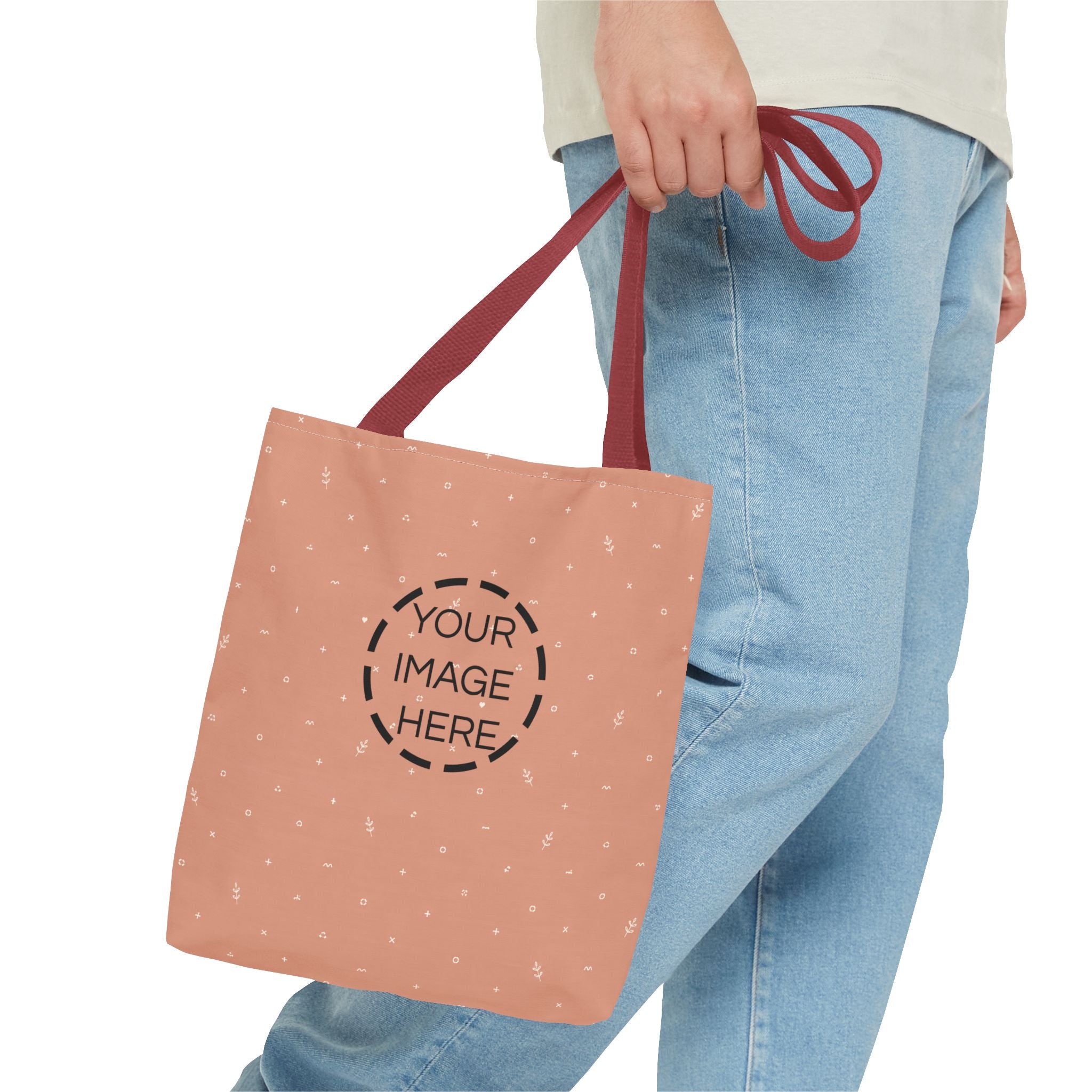 Polka Peach Tote Bag — Cute Everyday Canvas Shopper
