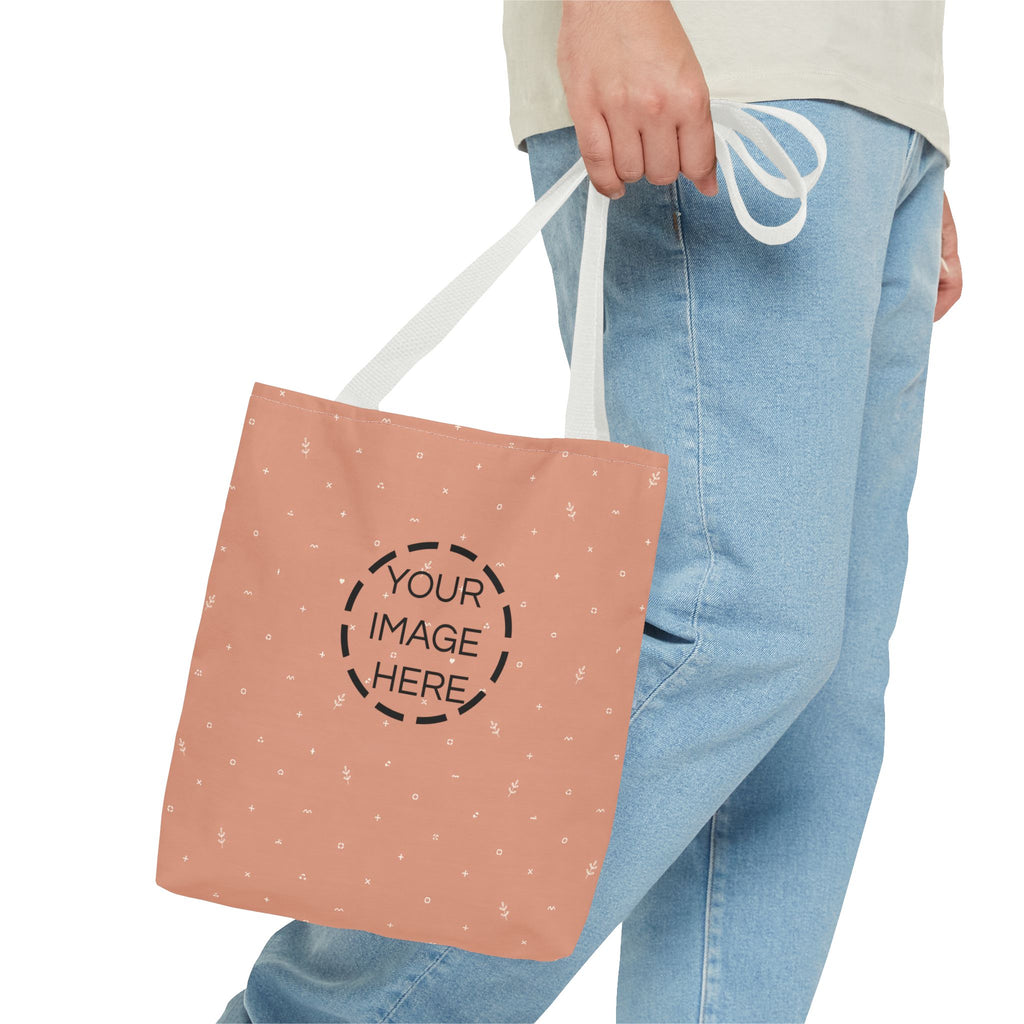 Polka Peach Tote Bag — Cute Everyday Canvas Shopper