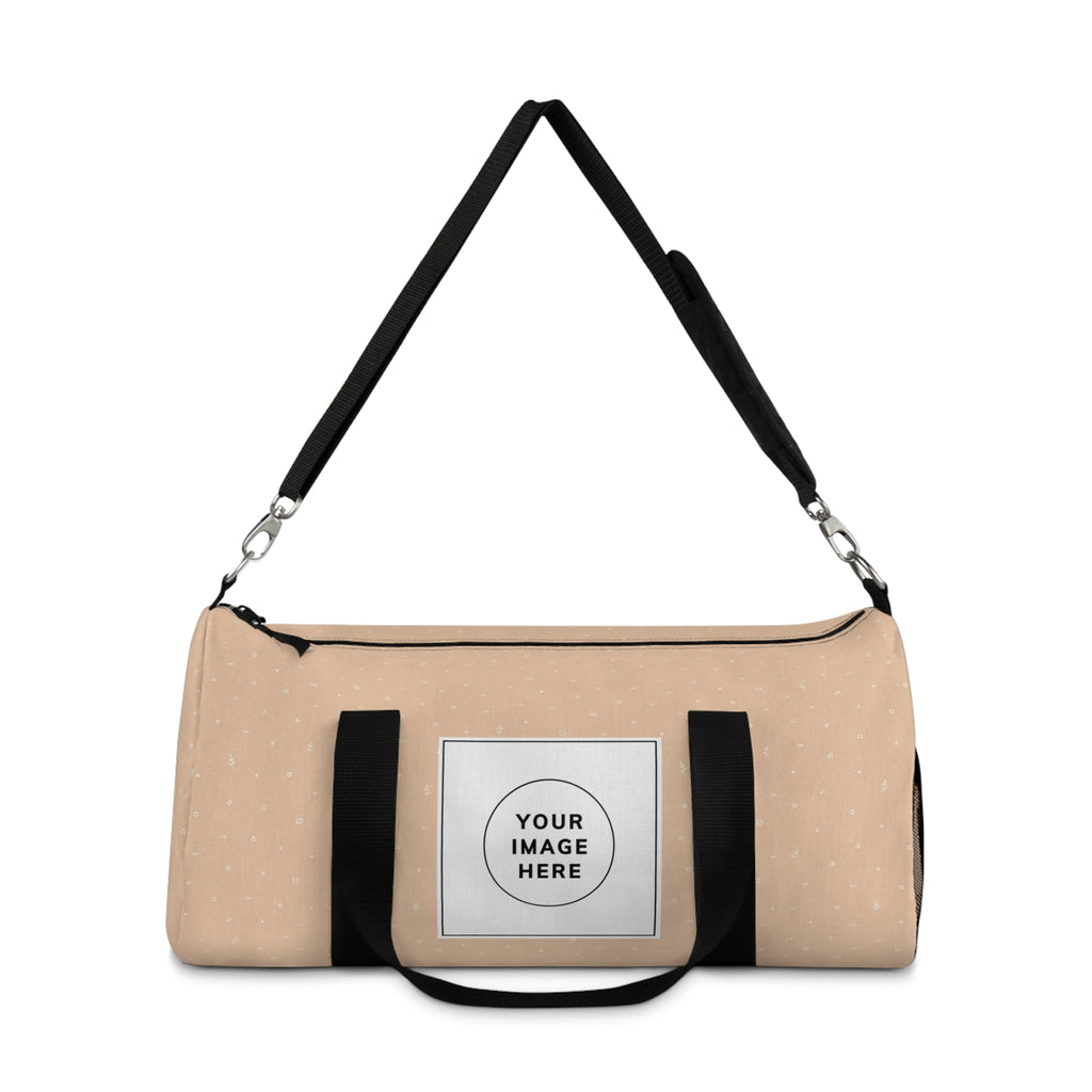 Personalized Beige Duffel Bag — Custom Travel Gym Overnight Bag