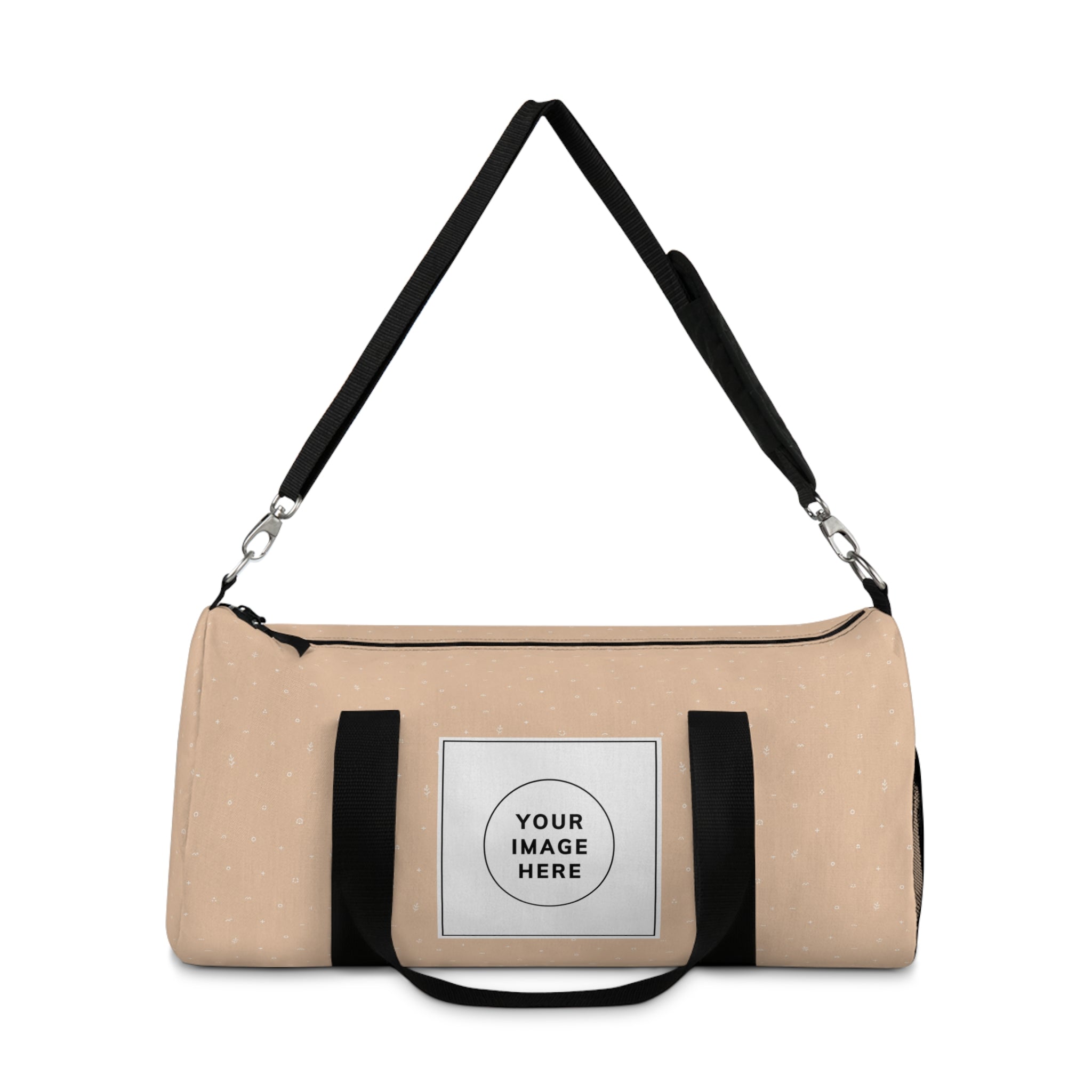 Personalized Beige Duffel Bag — Custom Travel Gym Overnight Bag